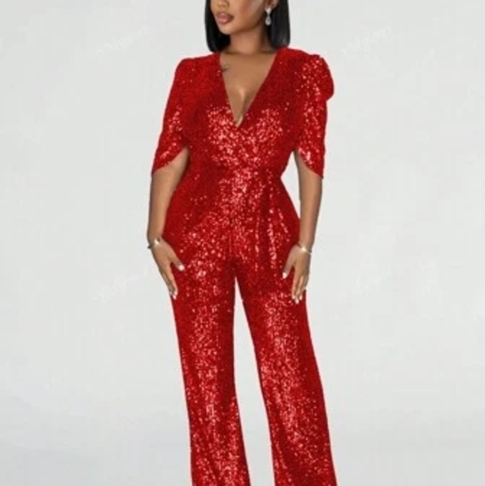 Red Sequin Jumpsuit
